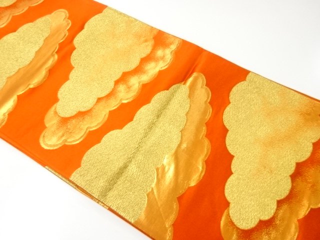 JAPANESE KIMONO / ANTIQUE CLOUD PATTERN WOVEN FUKURO OBI (WEARABLE)